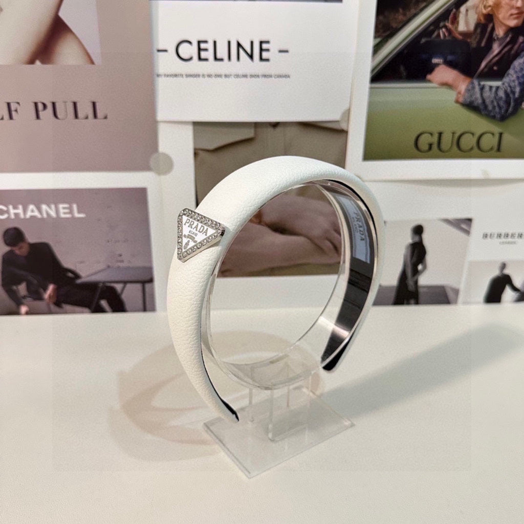 PRADA WHITE CALFSKIN HAIRBAND 154898