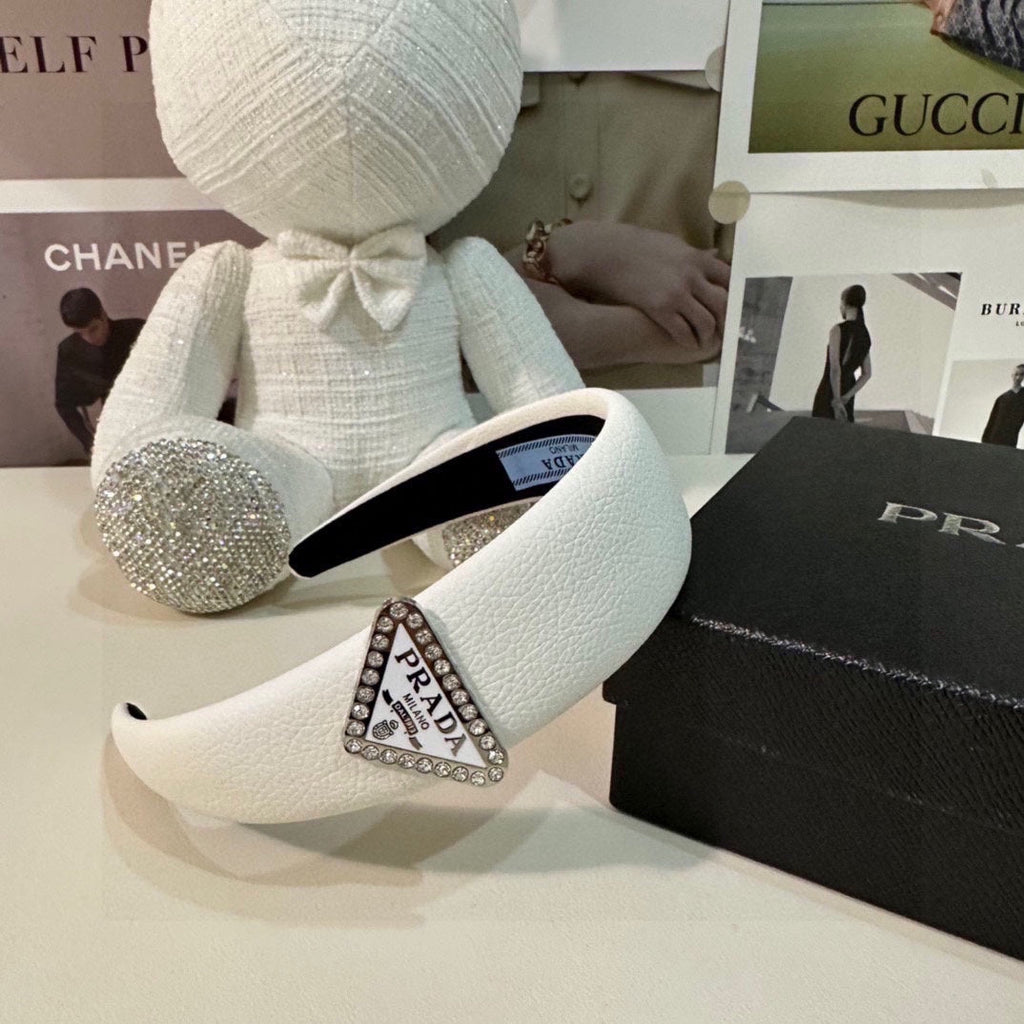 PRADA WHITE CALFSKIN HAIRBAND 154898