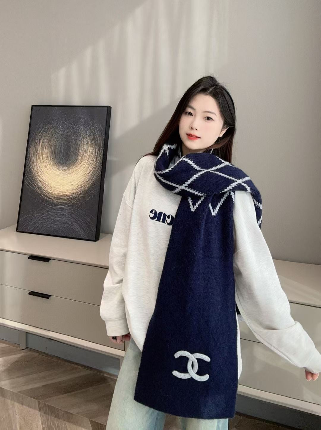 CHANEL 25S SCARF 180 CM IN WOOL CASHMERE 943031