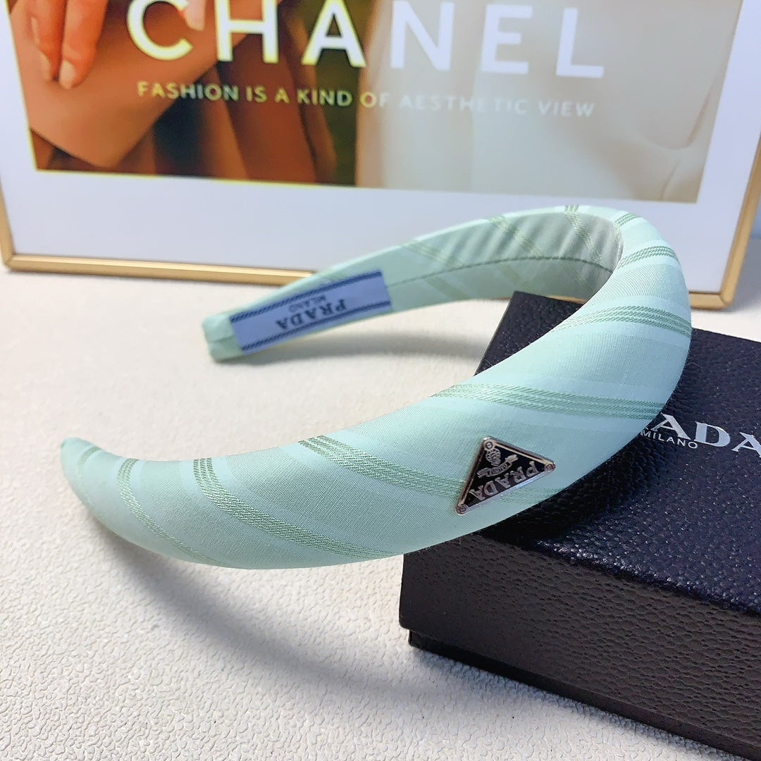 PRADA THICH HAIRBAND IN CELESTE BLUE COTTON 232294