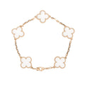 Van Cleef & Arpels CLOVER 5 MOTIF ROCK CRYSTAL PINK GOLD BRACELET